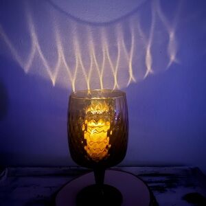 Empoli Blown Glass Amber Optic Vase Twist Stem Bowl Candle Holder 9.25” MCM Vtg